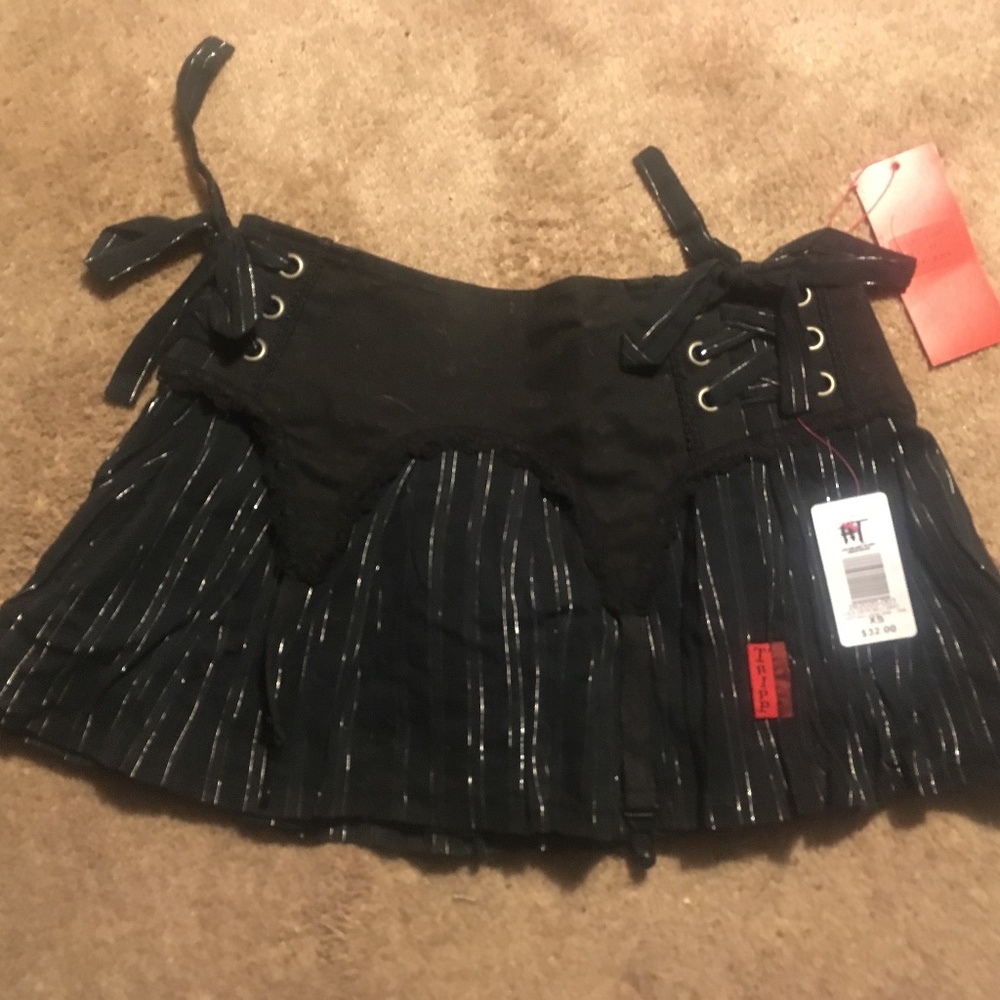 Tripp NYC Black Garter Belt Mini Skirt size XS